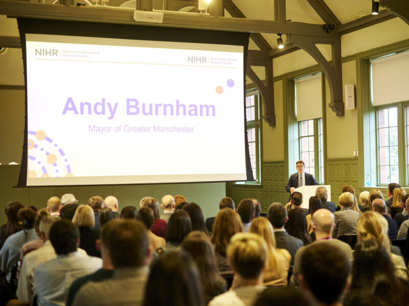 Andy Burnham, Mayor of Greater Manchester, at the launch of the NIHR Manchester BRC and CRF